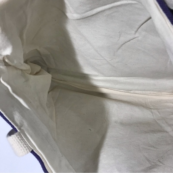 Ivory Purple and Red Hat Purse and Shoes Design Tapestry Canvas Tote Bag - Picture 10 of 12